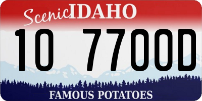 ID license plate 1O7700D