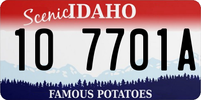 ID license plate 1O7701A