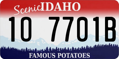 ID license plate 1O7701B