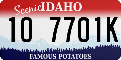 ID license plate 1O7701K