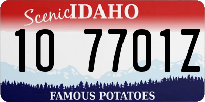 ID license plate 1O7701Z