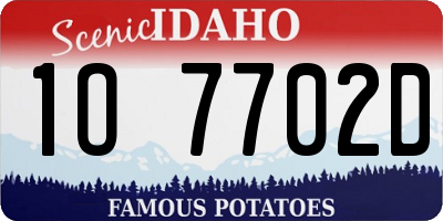 ID license plate 1O7702D