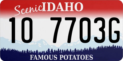 ID license plate 1O7703G