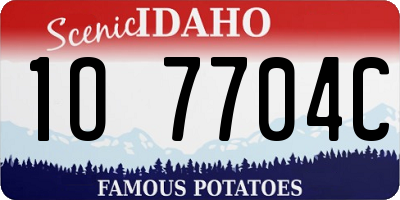 ID license plate 1O7704C