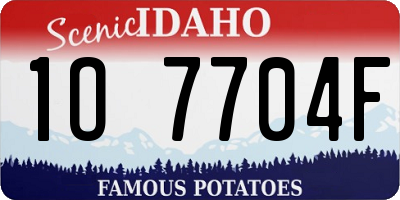 ID license plate 1O7704F