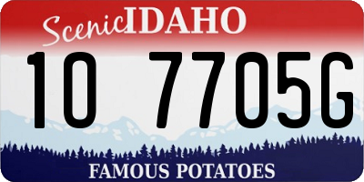 ID license plate 1O7705G