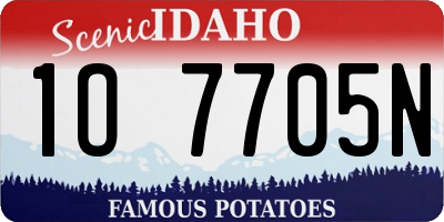 ID license plate 1O7705N