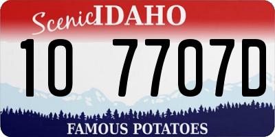 ID license plate 1O7707D