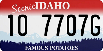 ID license plate 1O7707G