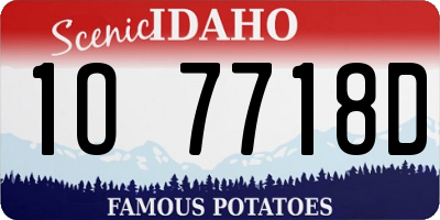 ID license plate 1O7718D