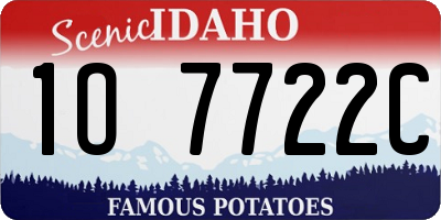 ID license plate 1O7722C