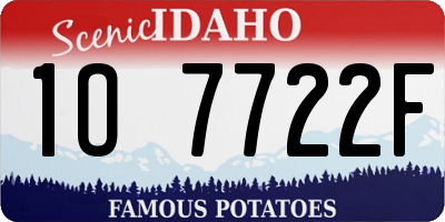 ID license plate 1O7722F