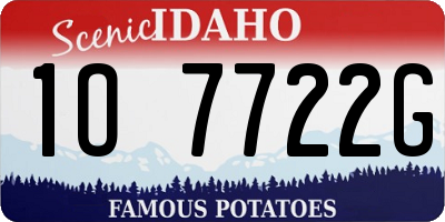 ID license plate 1O7722G