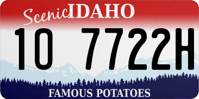 ID license plate 1O7722H
