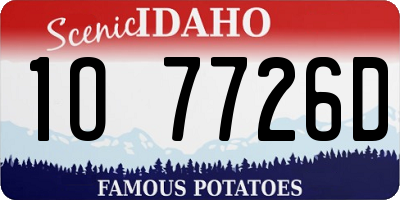 ID license plate 1O7726D