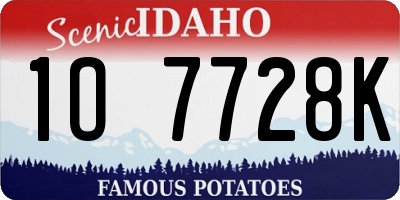 ID license plate 1O7728K