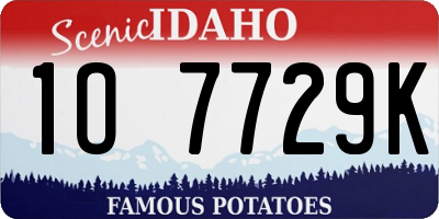 ID license plate 1O7729K
