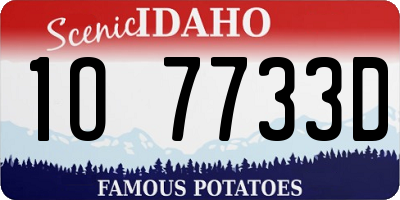 ID license plate 1O7733D