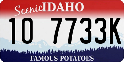 ID license plate 1O7733K