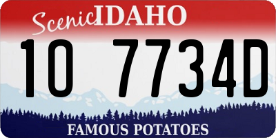 ID license plate 1O7734D