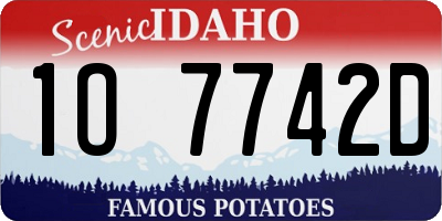 ID license plate 1O7742D