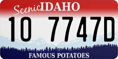 ID license plate 1O7747D