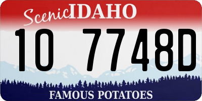 ID license plate 1O7748D