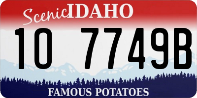 ID license plate 1O7749B