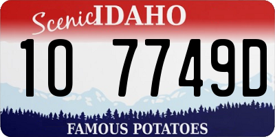 ID license plate 1O7749D