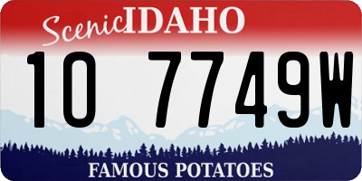 ID license plate 1O7749W