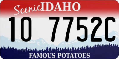 ID license plate 1O7752C