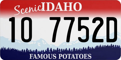 ID license plate 1O7752D