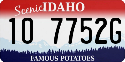 ID license plate 1O7752G