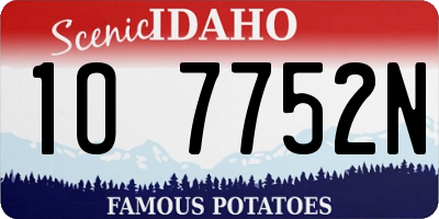 ID license plate 1O7752N
