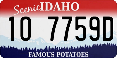 ID license plate 1O7759D