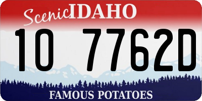 ID license plate 1O7762D