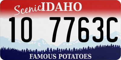 ID license plate 1O7763C