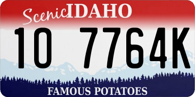ID license plate 1O7764K