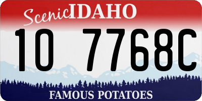 ID license plate 1O7768C