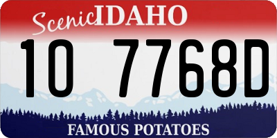 ID license plate 1O7768D