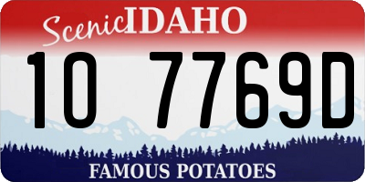 ID license plate 1O7769D