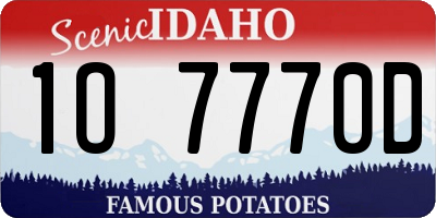 ID license plate 1O7770D