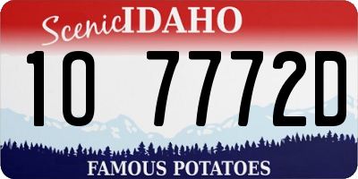 ID license plate 1O7772D