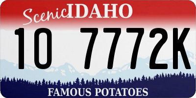 ID license plate 1O7772K