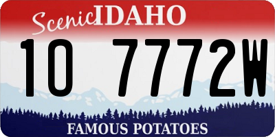 ID license plate 1O7772W