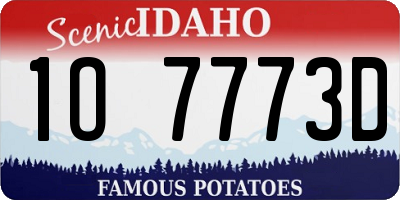 ID license plate 1O7773D