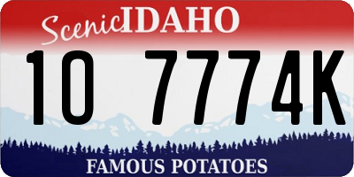 ID license plate 1O7774K