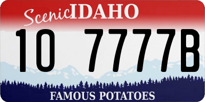 ID license plate 1O7777B