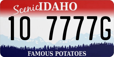 ID license plate 1O7777G