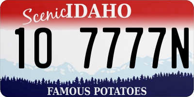 ID license plate 1O7777N